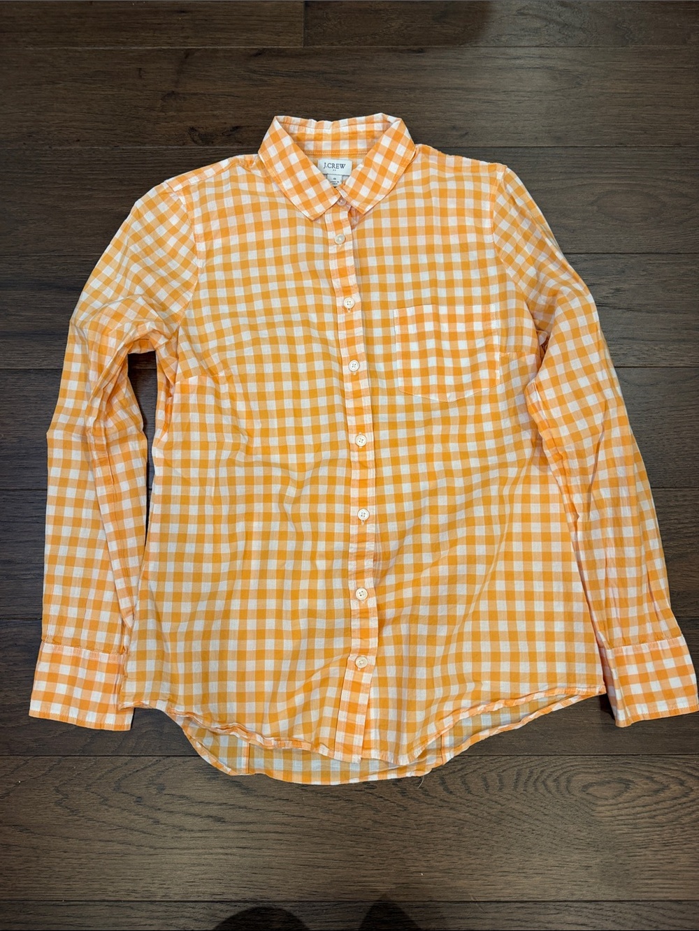 J. Crew Women’s Orange and White Plaid Button-Down Shirt Size Small - C31-076